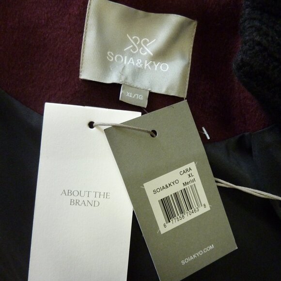 Soia & Kyo Cara Hooded Wool Blend Coat in Merlot - Picture 9 of 10